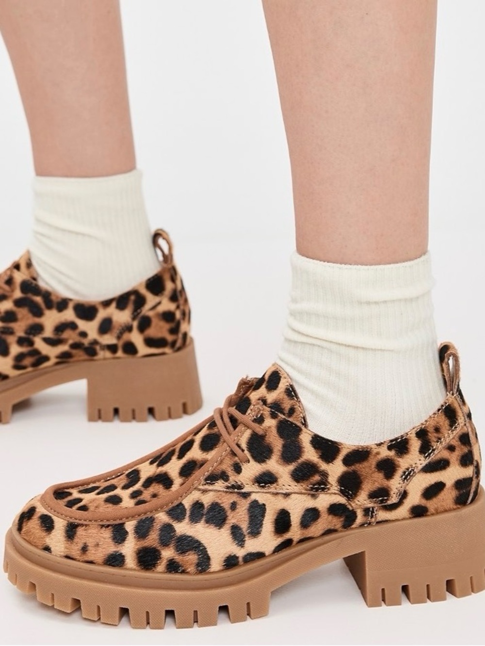 dolce vita Milza Platform Lug-Sole Lace-Up Loafers Leopard Lace-Up Boots US 8.5